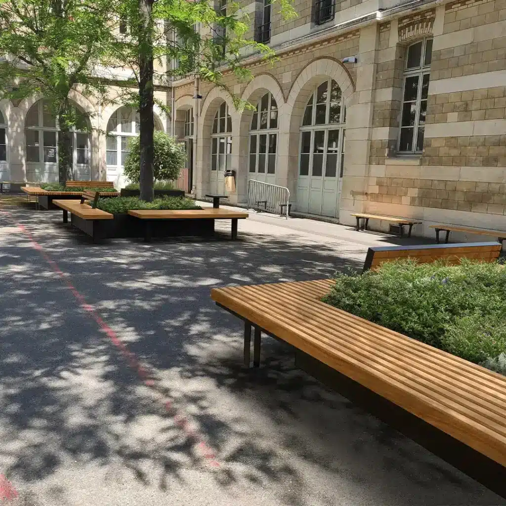 Aménagement d’une cour d’école végétalisée pour plus d’ombre et de confort Amenagement dune cour decole vegetalisee pour plus dombre et de confort