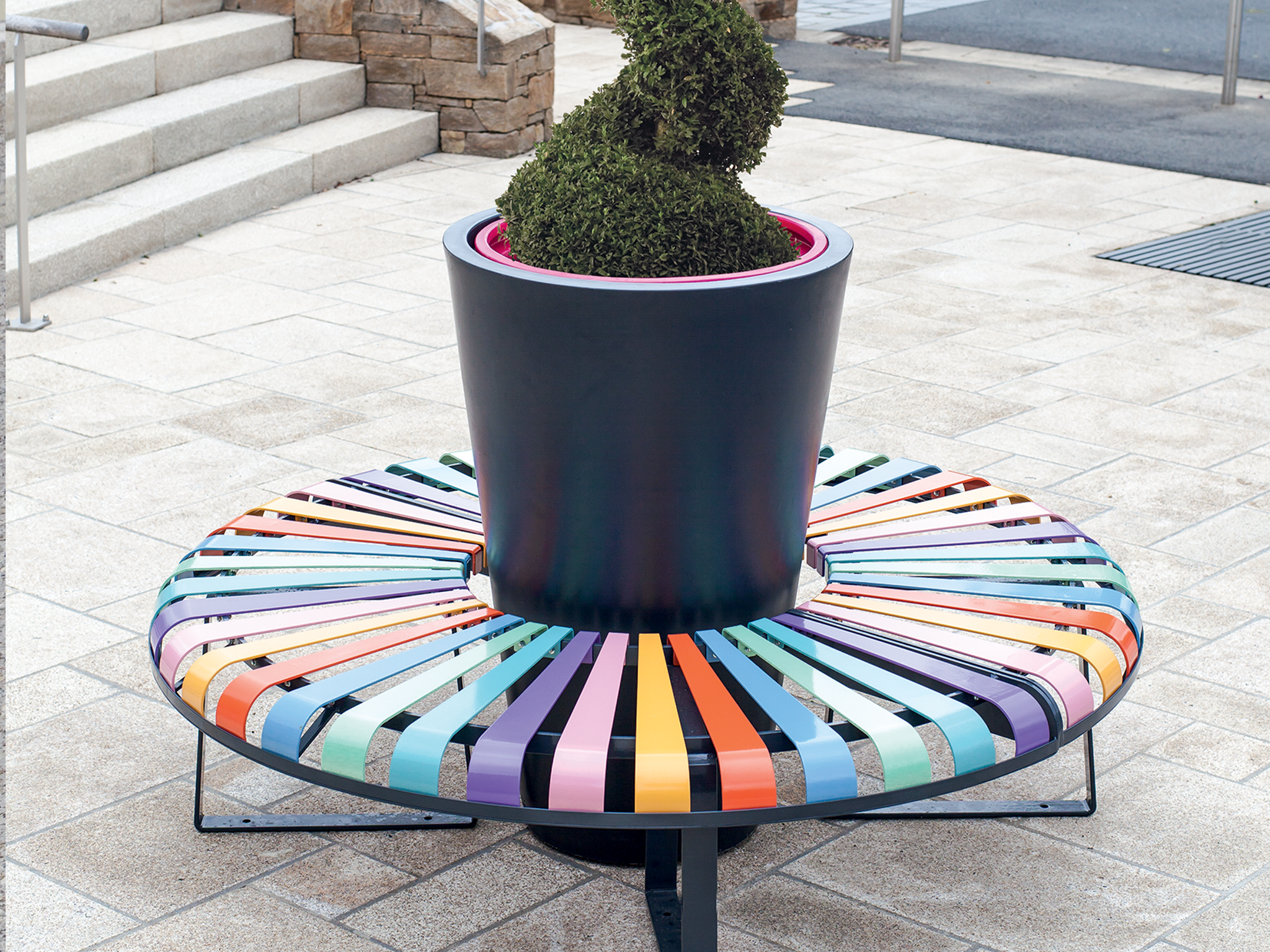 Runde Sitzbank – Pastell